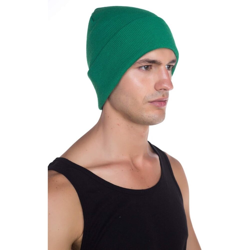 Beanie Men Women - Unisex Cuffed Plain Skull Knit Hat Cap - Picture 2 of 7